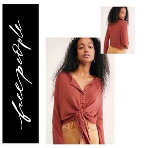 💛 🍀 FREE PEOPLE Emma Red Rocks Henley Top NWT S